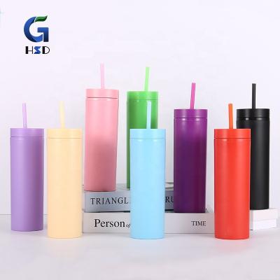 China High Quality Hot Selling Viable Double Wall Can Be Printed Logo 16Oz Plastic Cup With Straw And Lid for sale