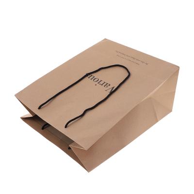 China Recyclable Customized Kraft Paper Gift Shoes Clothing Printing Kraft Paper Carrier Bag Flat Bottom Foldable White Paper Bags for sale