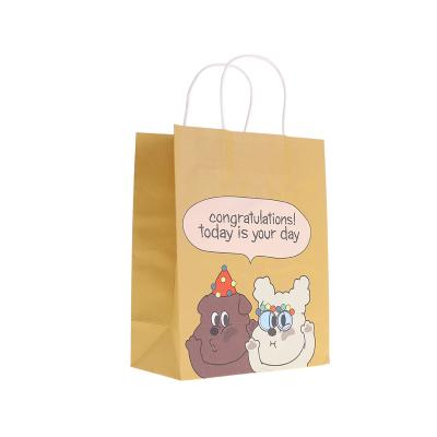 China Custom Printed Paper Gift Bag Price Voucher Logo Kraft Paper Bag Recyclable Eco-Friendly Square Biodegradable Flat Bottom Bag for sale