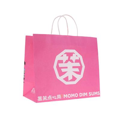 China Eco Friendly Recyclable Flat Handle Food Delivery Bag Customized Brown Shopping Packaging Paper Bag Normal Paper Bags For Food Take Out for sale