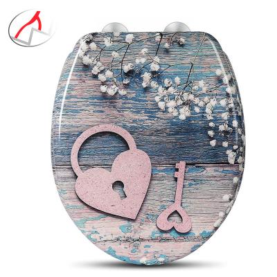 China Custom Personal Decorative Slow-end Toilet Seats Quick Release Printing Love Toilet Seat for sale