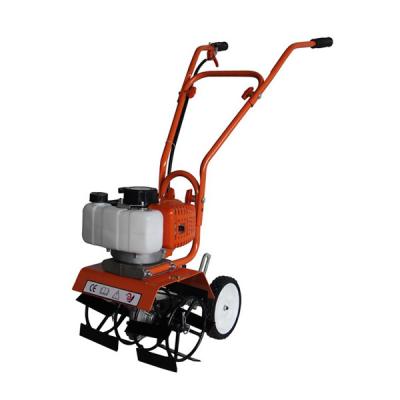 China Fields 49cc 2 Stroke E-T205 Vegetable Grass Cutting Weeding Wheel Tiller Petrol Mini Tiller for sale