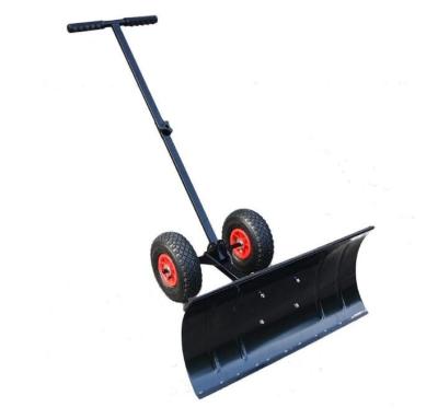 China Heavy Duty Wheeled Snow Pusher With Adjustable Handle And Carbon Steel Made Steel Snow Plow for sale