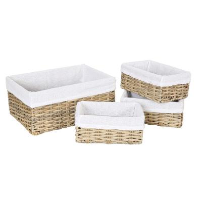 China Sustainable Wholesale Natural Handmade Wicker Storage Wire Basket Set Woven Decorative Finished Basket for sale