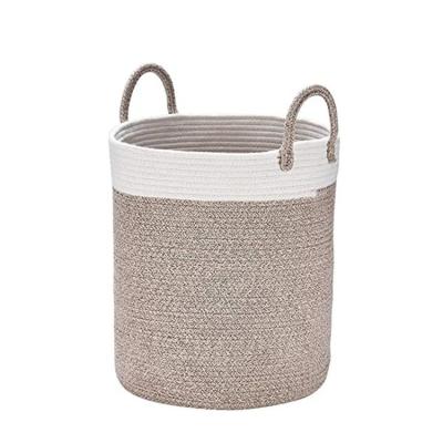 China Unique sustainable natural cotton woven storage basket design and 2 comfortable handles for sale