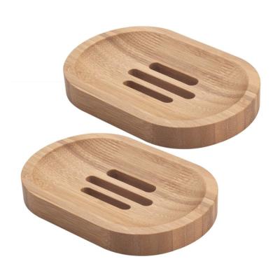 China Eco-Freindly Wholesale Natural Bamboo Soap Dish Space Design is portable and durable wooden soap dish set of 2 for sale