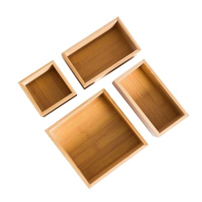 China Natural bamboo type sustainable luxury wooden drawer storage box 5 piece set table storage box suitable for office kitchen for sale