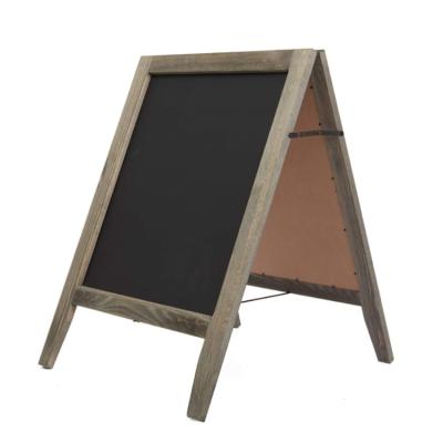 China Eco-Friendly Rustic Vintage Wooden Freestanding Blackboard Signage Wedding Table Double Sided Decoration for sale