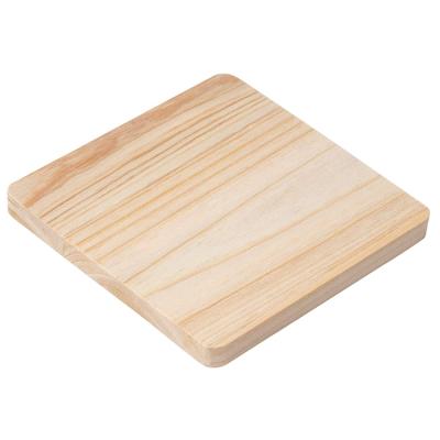 China High Quality Sustainable Natural Wood Rinse Square Wooden Coaster with Non-Slip Moss Dots Set of 12 for sale