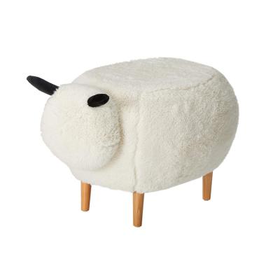 China Durable High Quality Custom Natural White Sheep Sneak Chair Wood Wooden Child Bar Stool Animal Shape Stool for sale