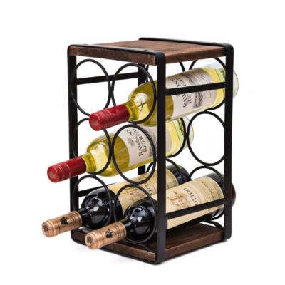 China Sustainable Modern Wooden Wine Rack Wooden Countertops Display Storage 6 Bottles Easy To Assemble for sale