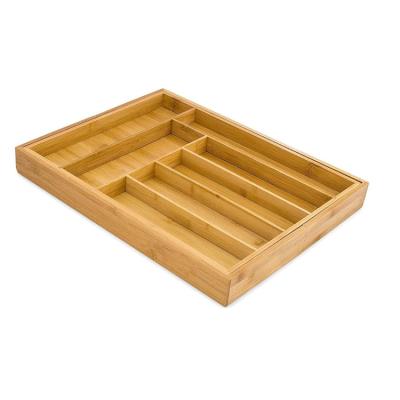 China Custom Made Natural Bamboo Expanding Tray Dividers Adjustable Cutlery Kitchen Drawer Divider for sale