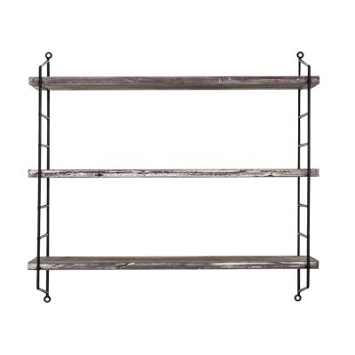 China High Quality Natural Adjustable Wood Wall Shelf 3 Tier Storage Rectangle Removable Wood Shelf for sale