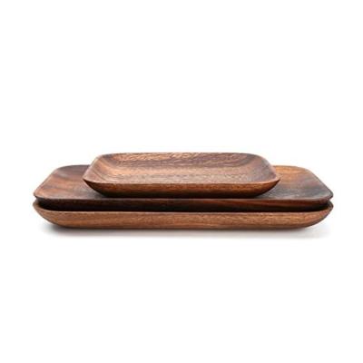 China Eco-friendly Natural Solid Wood Serving Tray Decorative Tableware Fruit Dessert Dish Wooden Storage for sale