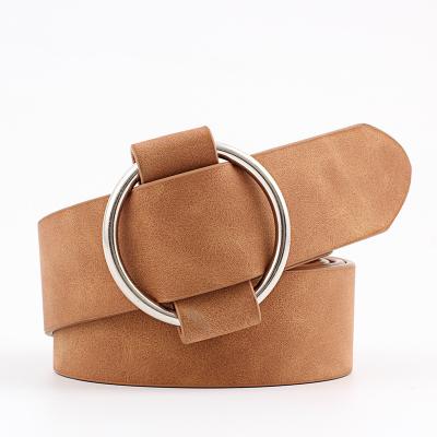 China Casual Creative Round Buckle PU Belt Without Hole Ladies Jean Belt for sale