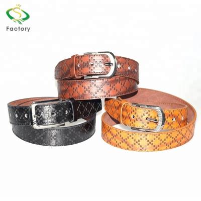 China Wholesale Casual PU Leather Embossed Man Belts With Pin Buckle On Alibaba for sale