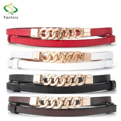 China Free Adjustable Circle Buckle Second Layer Cowhide Leather Belt Women Waist Belt for sale