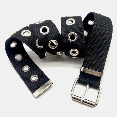 China High quality polyester fabric webbing hollow hole belt for men and women fashion casual braided belt for sale