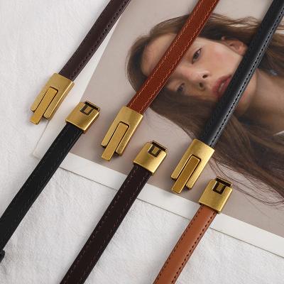 China New upcoming high quality cowhide leather belt for women! High Quantity Female Casual Antique Cow Split Leather Belt Alloy Buckle Waist Belt for sale