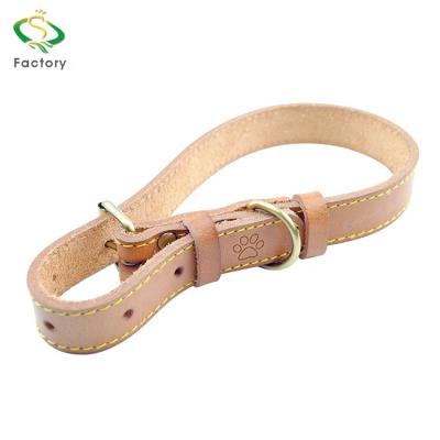 China Sustainable Luxury Adjustable Popular Genuine Leather Dog Collar for sale