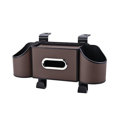 China Pu Leather Car Universal Car Seat Back Organizer Bag Car Water Cup Holder Tissue Box Mobile Phone Holder Car Accessories for sale