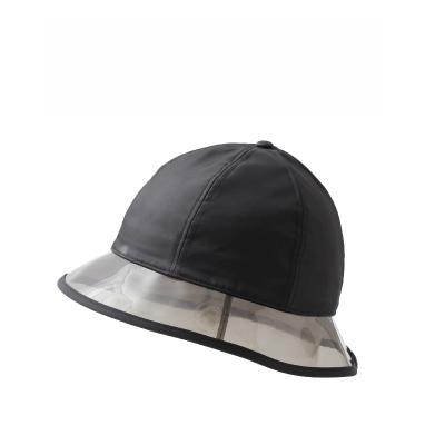 China PU Short Checked Plain Empty Black Brim 6 Panel Bucket Hat for sale