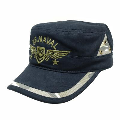 China OEM COMMON Fashion Men's Cheap Custom Embroidered Flat Top Baseball Cap Military Hat for sale