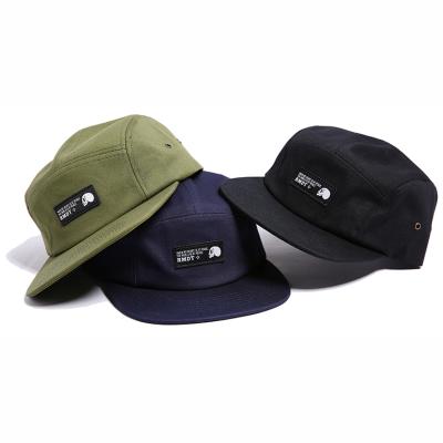 China Wholesale COMMON Fashion Flat Brim Hat 5 Panel Twill Hat With Leather Strap for sale