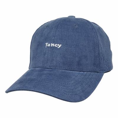 China JOINT Wholesale Dark Navy Blue White Corduroy Baseball Cap Hat for sale