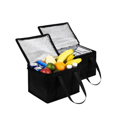 China Waterproof Portable Aluminum Foil Delivery Foldable Non Woven Netting Cooler Bag for sale