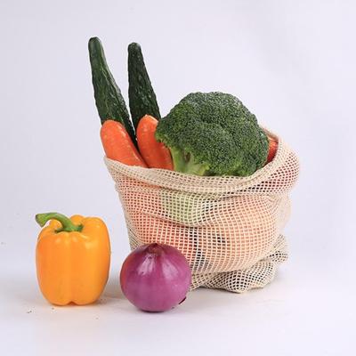 China Eco - Friendly Organic Cotton Folding Reusable Mesh Bag For Vegetables Fruit Grocery for sale