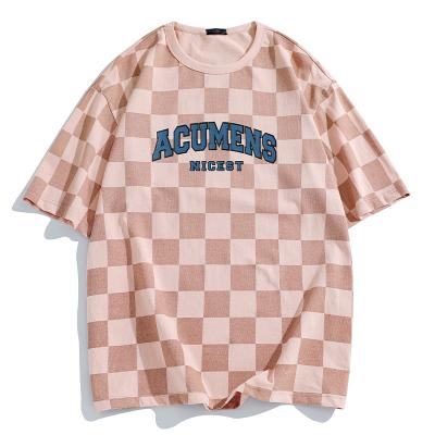 China Anti-Wrinkle 2022 Spring Summer New High Quality High Quality Skateboard Checkerboard Design Letter Printing Comfortable T-shirt for sale