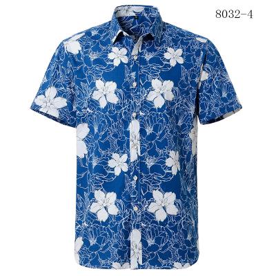 China 2022 anti-pilling pure cotton Hawaiian printed men's Europe beach foreign trade short sleeve shirt for men's shirts for sale