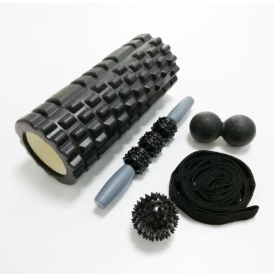 China Durable 5 in 1 Spike Ball Stretching Band Massage Foam Roller Set Yoga Pillar Massage Stick Peanut Ball Combination for sale