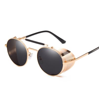 China Retro Fashion Sunglasses Round UV400 Sun Glass Unisex Steampunk Sunglasses for sale