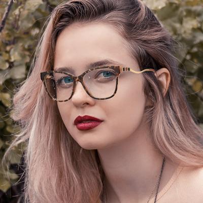 China Cat Eye Fashion Cateye Optical Glass Metal Frame With Spring Computer Anti-radiation Blue Light Blocking Eyewear for sale