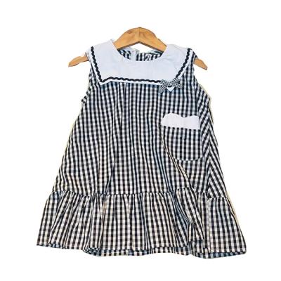 China High Quality New Design Washable Baby Kids Girls Dresses Black and White Plaid Check Sleeveless Sundress For Summer for sale