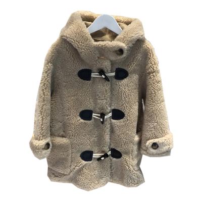 China Anti-wrinkle Windproof Kids Hooded Shearling Long Coats Girls Jackets Kids Anorak Kids Soft Warm Outerwear For Spring Autumn Winter for sale