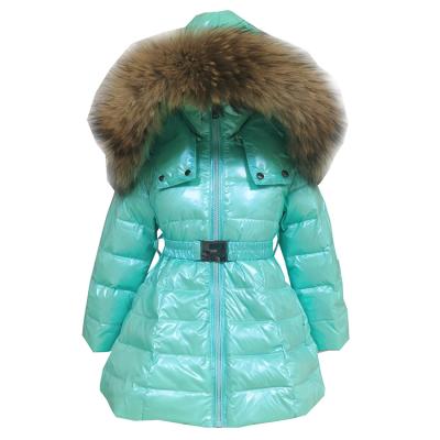 China Anti-wrinkle Kids Girls Clothing Set Quilted White Duck Down Coats Windproof Puffer Winter Jackets Kids Use With Detachable Fur Hoodie for sale