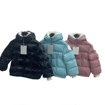 China Warm Lightweight Anti-wrinkle Kids Down Coats Kids Hooded Stripper Jackets With White Shearling Wadding Snowsuit Outerwear for sale