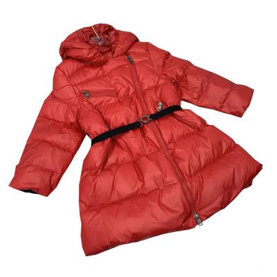 China Girls Anti-wrinkle Down Jacket Kids Wear Soft Lightweight Warm Down Outerwear Knee-Length Snowsuit Hooded Coat Kids Parka Coat for sale