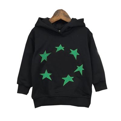 China Anti-pilling Unisex-child casual kids clothing girls cotton pullover sleeve hooded sweatshirt along with star embroidery boys T-shirts for sale