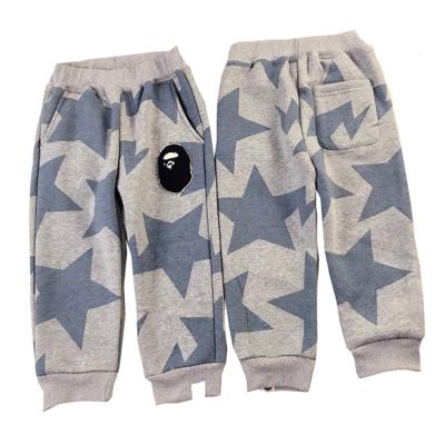 China Anti-pilling Kids Casual Wear Full Cotton Sweatpants With Fleece Lining And Star Print Boys Pants&Trousers For Spring Autumn for sale