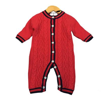 China High Quality Polyester/Cotton Newborn Baby Clothes 0-2 Years With Fleece Lining 100% Cotton Overalls Baby Rompers With Stripes In 3 Colors for sale