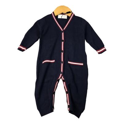 China 100% Cotton 0-2 Years Old Unisex-Toddler Newborn Baby Clothes 100% Cotton Knitted Jumpsuits Designer Baby Rompers Baby Wear With Stripes for sale