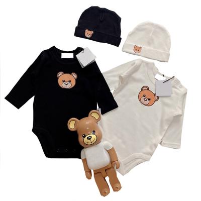 China 100% Cotton 0-2 Years Old Unisex-Child Newborn Baby Clothes 100% Cotton Overalls And Hat Set Soft Comfortable Rompers Baby Wear For Spring Autumn for sale