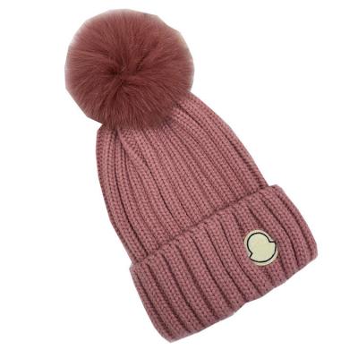 China Parent-child Baby Kids Hats Boys Girls Cotton Wool Blend Solid 6 Colors Casual Hats With Detachable Fox Hair Kids Accessories for sale