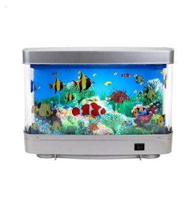 China Stocked Fish Cinema Lamp Aquarium Lamp Motion Fish Night Light Desktop Aquariums Tower Living Room Ocean Aquarium for sale