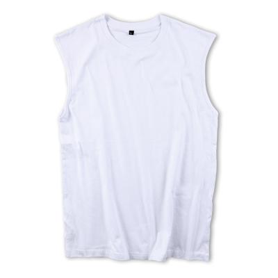 China Custom Wholesale Custom White Mens White 100% Cotton T-shirt Sleeveless Tank Top QUICK DRY for sale