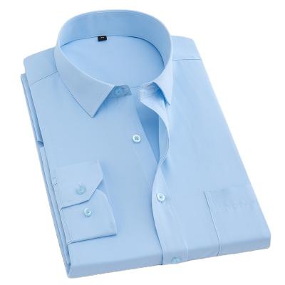 China Design Best Quality Anti-pilling Solid Color Breathable Light Blue Male Shirts New Style Formal Business for sale